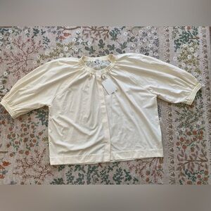 COS Balloon Sleeve Mixed Fabric Blouse